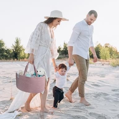 KiddyCare Diaper Caddy Organizer for Baby Nursery Basket with Handle Lid Nursing Caddy with Changing Table Organizer Cart Newborn Caddy Rosy (Floral Print) X-Large - Image 2