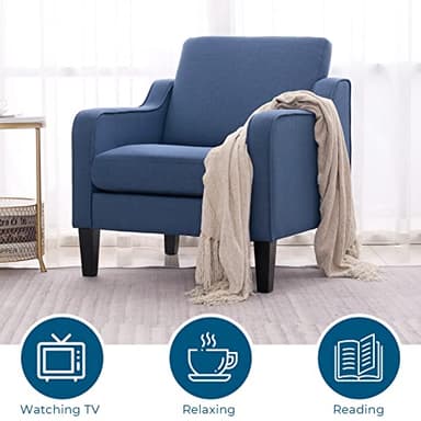 VINGLI Modern Accent Chairs Set of 2, Blue Living Room Chairs Comfy Armchair for Bedroom, Upholstered Sofa Chair Reading Chair for Small Spaces, Apartment, Waiting Room - Image 5