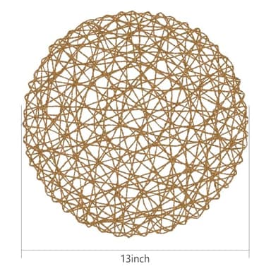 AHHFSMEI Paper Braided Round Placemats Set of 12 Natural Non-Slip Heat Resistant Table Mats for Dining Tables Woven Indoor & Outdoor Place mats(Brown,12) - Image 2