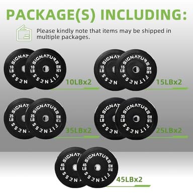 Fitvids Olympic Bumper Plates Set, 2" Weight Plates for Strength Training & Weightlifting, 260LB Set (10LB, 15LB, 25LB, 35LB, 45LB), Multiple Packages - Image 2