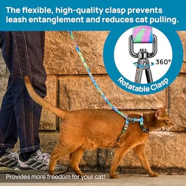 Cat Harness and Leash Set - Escape Proof Adjustable Cat Harness, Comfortable Soft Lightweight, Use Safe & Easy, Walking Travel Kitten Harness for Small Medium Large Cats (Hawaii Green) - Image 5
