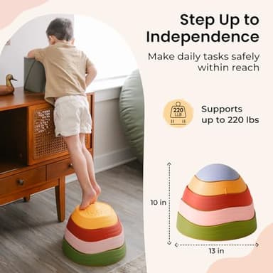 Tiny Land Stepping Stones for Kids, 5pcs Non-Slip Toddler, Sensory for Promoting Toddler's Balance & Coordination Skills, Stepping Stones for Toddlers 3-5 - Image 6