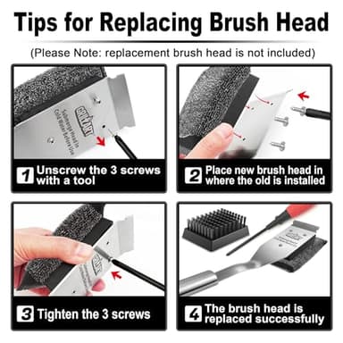GRILLART Grill Brush Bristle Free, Safe Grill Brush for Outdoor Grill, SteamWizards BBQ Grill Cleaning Brush Kit, Replaceable Head Grill Scraper Tool, Grill Cleaner BBQ Accessories, Gifts for Men/Dad - Image 6