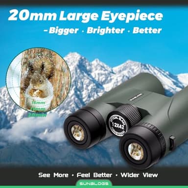 12x42 HD Binoculars for Adults High Powered - Waterproof BAK4 Prism Binoculars for Bird Watching, Hunting, Travel, Hiking & Opera - Super Bright Lightweight Binocular (Green) - Image 4