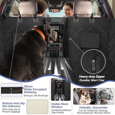 ROUWINNE Back Seat Extender for Dogs Truck-Large Space, Dog Pet Seat Cover Back Seat Hard Bottom Holds 400lbs, Waterproof Dog Hammock for Crew Cab Trucks F150, RAM1500, Sierra, Tundra, Silverado - Image 6