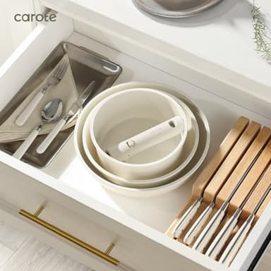 CAROTE 5pcs Pots and Pans Set Non Stick, Cookware Sets, Kitchen Set, Oven/Dishwasher/Fridge Safe, Space Saving Pots Set, Nonstick Set with Versatile Detachable Handle, Induction RV Set, Cream - Image 4