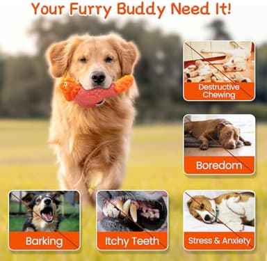 WinTour Tough Dog Toys for Aggressive Chewers, Dog Chew Toys for Large Dogs, Turkey Indestructible Squeaky Dogs Toy to Keep Them Busy - Image 5