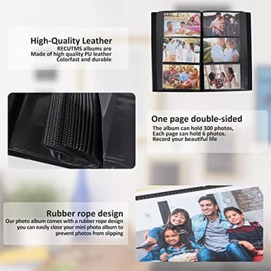 RECUTMS 300 Pocket Photo Album 4x6 Small PU Leather Cover Wedding Family Baby Anniversary Graduation Travel Personalized Photo Book (Brown) - Image 4