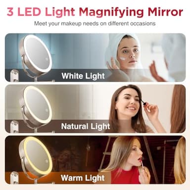 Wall Mounted Makeup Mirror, 1x/20x Magnifying Mirror with 8.5" Double Sided, Vanity Makeup Mirror for Bathroom, Brushed Nickel - Image 3