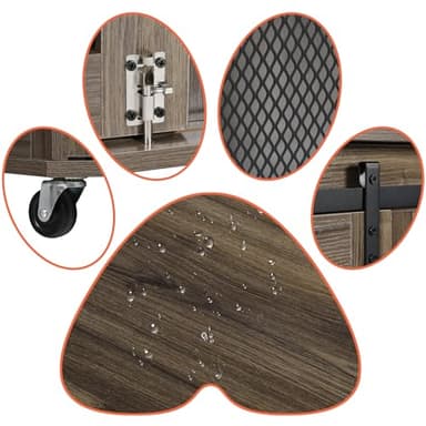 LINLUX 47 Inch XL Dog Crate Furniture, Wooden Heavy Duty Dog Kennel Indoor, Decorative Dog Cage Table for Extra Large Dogs, with Sliding Doors, Wheels and Flip-top Plate - Image 7