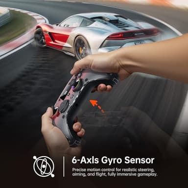 GUSGU G7 Wireless Gaming Controller with Interactive Screen, 1000Hz Polling Rate, Hall Joysticks & Triggers, 4 Programmable Buttons, Compatible with PC, Switch, PS4, iOS, Android, Red - Image 4