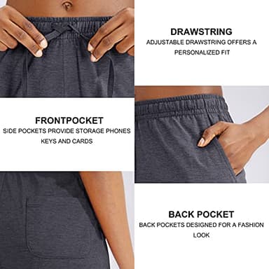 G Gradual Women's Bermuda Shorts Jersey Shorts with Deep Pockets 7" Long Shorts for Women Lounge Walking Athletic (Charcoal, X-Large) - Image 5