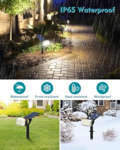 Kipeini 102 LEDs Solar Spot Lights Outdoor, [ 4 Modes/8 Pack] Solar Spotlights Waterproof IP65, Adjustable Light & Panel Landscape Flood Powered Lights for Yard Garden Pathway Wall (Cool White) - Image 5