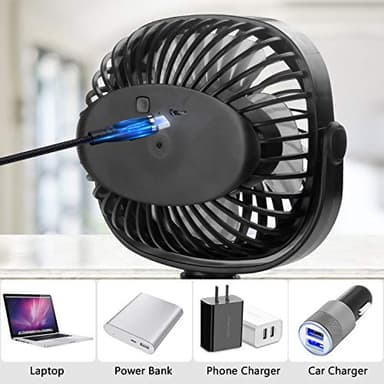DR.PREPARE Stroller Fan, Portable Handheld Clip On Fans, Personal Desk Baby Fans with Flexible Tripod, 3 Speed Settings, 360ºRotation, USB Fan for Stroller, Camp, Car, Travel, Gym - Image 5