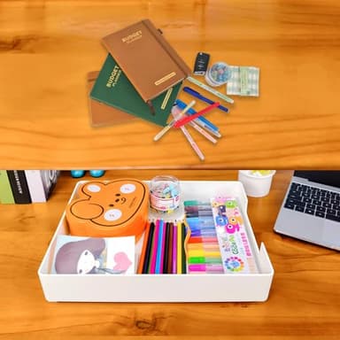 RHONZHAO Desk Letter Tray, 2PCS A4 Size Plastic Stackable File Document Organizer, Office Desktop File Paper Holder, Book Storage Rack,Anti-Skid Stacking Support for Office Supplies (White) - Image 5