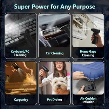 DEGGE 10000mAh Compressed Air Duster, 180000RPM Electric Air Duster with Display Screen & Light, 4 Gear Adjustable Cordless Rechargeable Turbo Car Dryer Jet Air Blower for Keyboard,Computer,Car,Home - Image 8