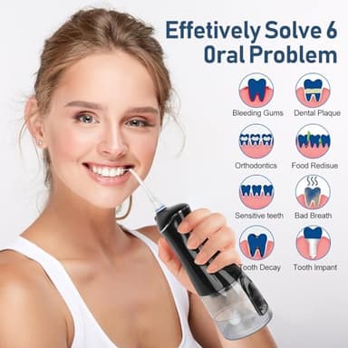 Water Dental flosser for Teeth Cleaning - Rechargeable Cordless Oral Irrigator 4 Modes 6 Tips IPX 7 Waterproof Portable Teeth Cleaner Pick for Home Trave - Image 2