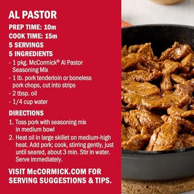 McCormick Seasoning Mix, Al Pastor, Smoky, Tangy & Savory Al Pastor for Tacos, Rice Bowls & Burritos, Ready to Serve In 20 Minutes, 0.75 oz (Pack of 12) - Image 10