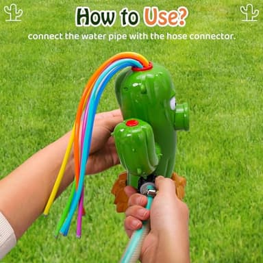 HeySplash Water Sprinkler Toy, Sprinkler for Kids Outdoor Play, Sprinkler Toy with 6 Wiggle Tubes, Outside Backyard Lawn Toys, Splashing Fun for Over 3 Year Boys Girls, Attach to Garden Hose, Cactus - Image 6