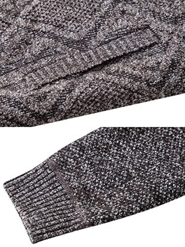 VtuAOL Men's Casual Stand Collar Full Zip Sweaters Thick Knitted Cardigan Winter Coat Coffee US L - Image 8