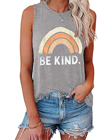 IRISGOD Womens Tank Tops Loose Fit Summer Cute Graphic Sleeveless Shirts Workout Basic Tunic - Image 1