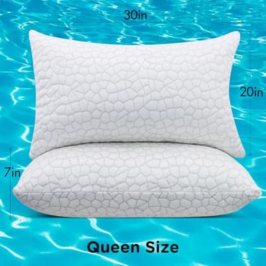 SUPA MODERN Cooling Pillows Queen Size Set of 2, Shredded Memory Foam Pillows for Sleeping 2 Pack, Adjustable Firm Bed Pillow for Side Back Stomach Sleepers, Cool Luxury Gel Pillow for Neck Support - Image 8