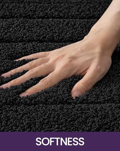 DEXI Bathroom Rug 43x24, Non Slip Washable Bath Mat for Shower Floor, Extra Large Absorbent Soft Bathmat with Rubber Backing, Quick Dry Microfiber Carpet, Black - Image 3