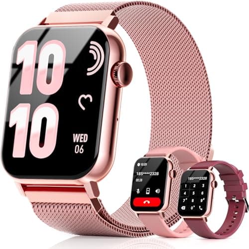 Trendia Smart Watches for Women, 1.83" HD Fitness Tracker (Answer/Make Calls), 120+ Sport Modes with Heart Rate/Sleep Monitor, IP68 Waterproof, 3 Bands, Fitness Watch for iOS Android, Pink - Image 1
