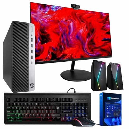 HP EliteDesk 600G4 Desktop Computer, Windows 11 Pro PC, Intel i5-8500 (3.2GHz), 16GB RAM, 500GB SSD, 5G-WiFi & BT, 22in Monitor, RGB Speakers, Webcam, Home Office (Renewed) - Image 1