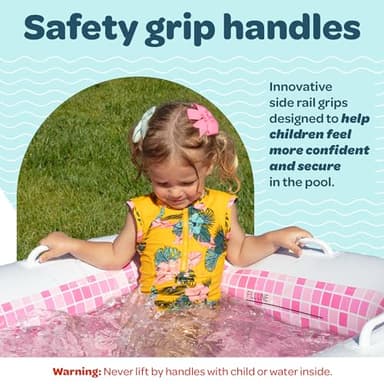 2-in-1 Inflatable Kiddie Pool, 65"x39"x10" (5'5") Soft Cushioned Floor, Handles, Drain, Shallow Rectangular Blowup Swimming Pool for Kids Age 2+ Toddler Ball Pit, Small Adult Backyard Tanning Pool - Image 3