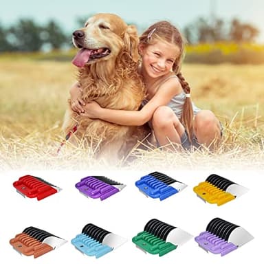 Animal Stainless Steel Attachment 8 Colors Guide Comb Set from 1/8 Inch to 1 Inch(3-25mm),Compatible with Andis, Oster A5, Wahl KM10 Series Clipper Detachable Blade(Only fit for 15# 10# 30# blade) - Image 6