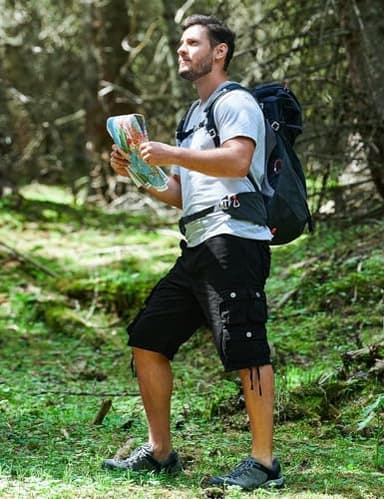 YGREYG Mens Cargo Shorts Long Capri Below The Knee Shorts 3/4 Relaxed Fit Long Shorts with Pockets Black 42 - Image 6