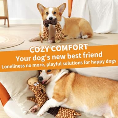 MEWMINGLE 3-in-1 Squeaky Dog Toy for Chewer (Squeaker, Crinkle Paper & Elastic Band), Durable Interactive Puppy Plush Stuffed Chew Toy for Boredom, Tug of-War, for Small Medium Large Breed (Giraffe) - Image 7