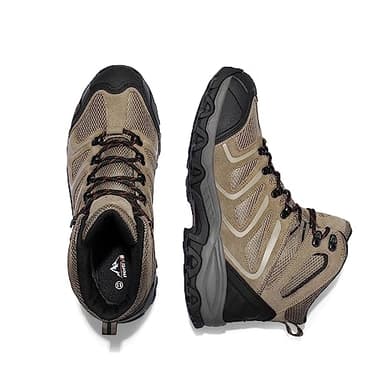 NORTIV 8 Men's Ankle High Waterproof Hiking Boots Outdoor Lightweight Shoes Trekking Trails Armadillo,Size 8,Taupe-Suede,160448_M - Image 4