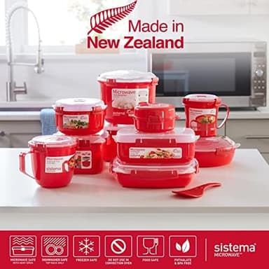 Sistema Microwave Rice Cooker & Round Microwave Food Container Set | 2.6L, 915ml | Food Containers with Steam-Release Vents | BPA-Free | 2 Count - Image 7