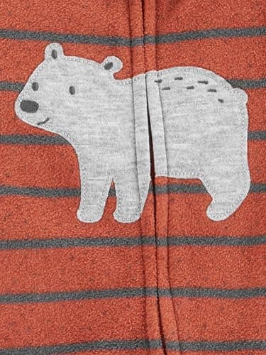 Simple Joys by Carter's Baby Boys' 2-Pack Fleece Footed Sleep and Play, Rust Stripe/Spruce Green Forest Animals, 0-3 Months - Image 2