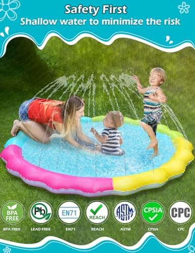 Jasonwell Splash Pad Sprinkler for Kids Splash Play Mat Outdoor Water Toys Inflatable Splash Pad Baby Toddler Pool Boys Girls Children Outside Backyard Dog Sprinkler Pool Age 1 2 3 4 5 6 7 8 9 3XL - Image 3