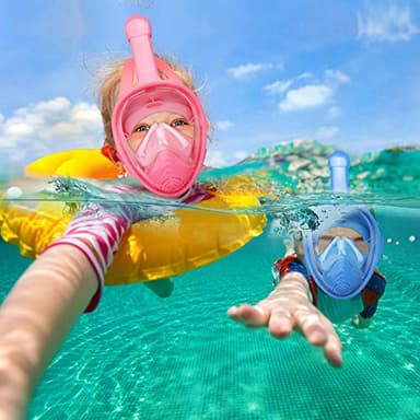 QingSong Kids Snorkel Mask Full Face, Snorkeling Set with Camera Mount, 180 Degree Panoramic View Snorkeling Gear Anti-Fog Anti-Leak - Image 8