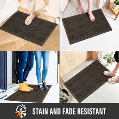 Sturdy Front Door Mat, Absorbent Muddy Dirt Resist Welcome Door Mats Outdoor Indoor, Stain and Fade Resistant, Non-Slip Rubber Backing Low Profile Doormat for Entryway, 36×24, Brown - Image 5