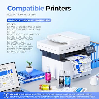 Acaves Sublimation Ink Refilled Bottles 400ML Compatible for ET2400 ET2720 ET2760 ET2750 ET4800 ET-2800 ET-2803 ET-2850 Inkjet Printers Heat Press Transfer on Mugs T-Shirts, 4 Pack - Image 2