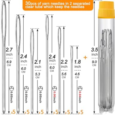 55PCS/11Sizes Blunt Needles and Sharp Needles, Large Eye Hand Sewing Needles, Knitting Needles, Yarn Needles, Embroidery Needles, Quilting Needles with 4 Threaders, Weaving Stringing Needles - Image 3