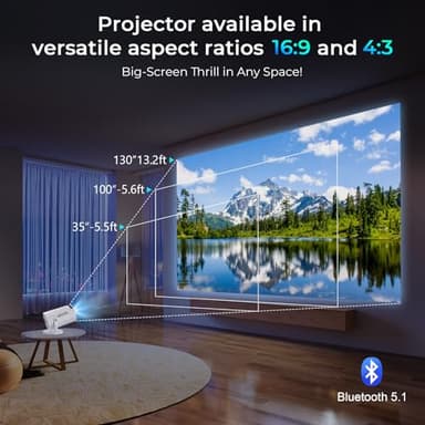 Portable 4K Mini Projector with WiFi and Wireless Bluetooth, Smart Proyector with Android 11, Projector with apps built in, 270° Rotatable, Auto Keystone,35"-130" Screen,Projector 4K Ultra HD - Image 6