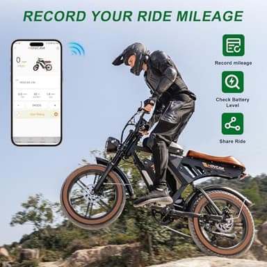 MOVCAN Electric Bike for Adults,1500W Motor 20" Fat Tire Ebike,Up to 32MPH & 120 Miles,31.2AH Removable Dual Battery, 7 Speed Gear, Hydraulic Brakes&Full Suspension Electric Motorcycle - Image 8