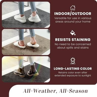 Mibao Front Door Mat Indoor Outdoor Entrance, Dirt Trapping Waterproof All-Season, All-Weather Doormat, Non-Slip Durable Natural Rubber Low Profile Easy Clean Patio Entrance Mat, 29.5" x 17", Grey - Image 8