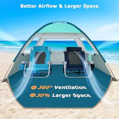 COMMOUDS Beach Tent Sun Shade for 3/4-5/6-7/8-10 Person, UPF 50+ Beach Sun Shelter Canopy Tent, Lightweight, Easy Set Up and Carry - Image 5