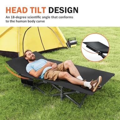 ATORPOK Camping Cot for Adults with Cushion Comfortable, Portable Folding Bed for Sleeping Supports 450 lbs (Blue) - Image 6