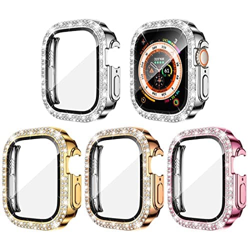 Goton 4-Pack Bling Case for Apple Watch Ultra 3/2/1 Screen Protector 49mm, Women Glitter Diamond Rhinestone Protector for iWatch Cover Accessories 49 mm - Image 1