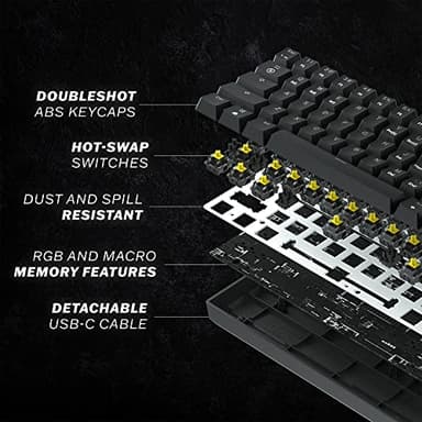 HK Gaming GK61 Mechanical Gaming Keyboard 60 Percent | 61 RGB Rainbow LED Backlit Programmable Keys | USB Wired | for Mac and Windows PC | Hotswap Gateron Optical Brown Switches | Blue - Image 5