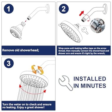 HOPOPRO 5-Mode High Pressure Shower Head - The Washington Post, NBC News, Today TV Show Recommended - High Flow Fixed Showerheads (6 Inch Chrome) - Image 7