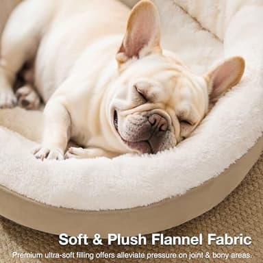 Love's cabin Round Donut Cat and Dog Cushion Bed, 30in Pet Bed for Medium or Large Dogs, Anti-Slip & Water-Resistant Bottom, Soft Durable Fabric Pet beds, Washable Calming Cat & Dog Bed Camel - Image 7